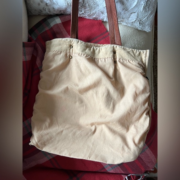 Free People Carmel Tan Lace Tote Bag Purse Boho Cottagecore Lagenlook - Picture 13 of 16